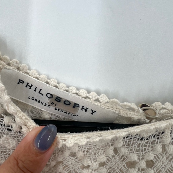 Philosophy Di Lorenzo Serafini Crochet Yoke Ruffle Ethereal Boho Flowy Dress - Picture 6 of 9